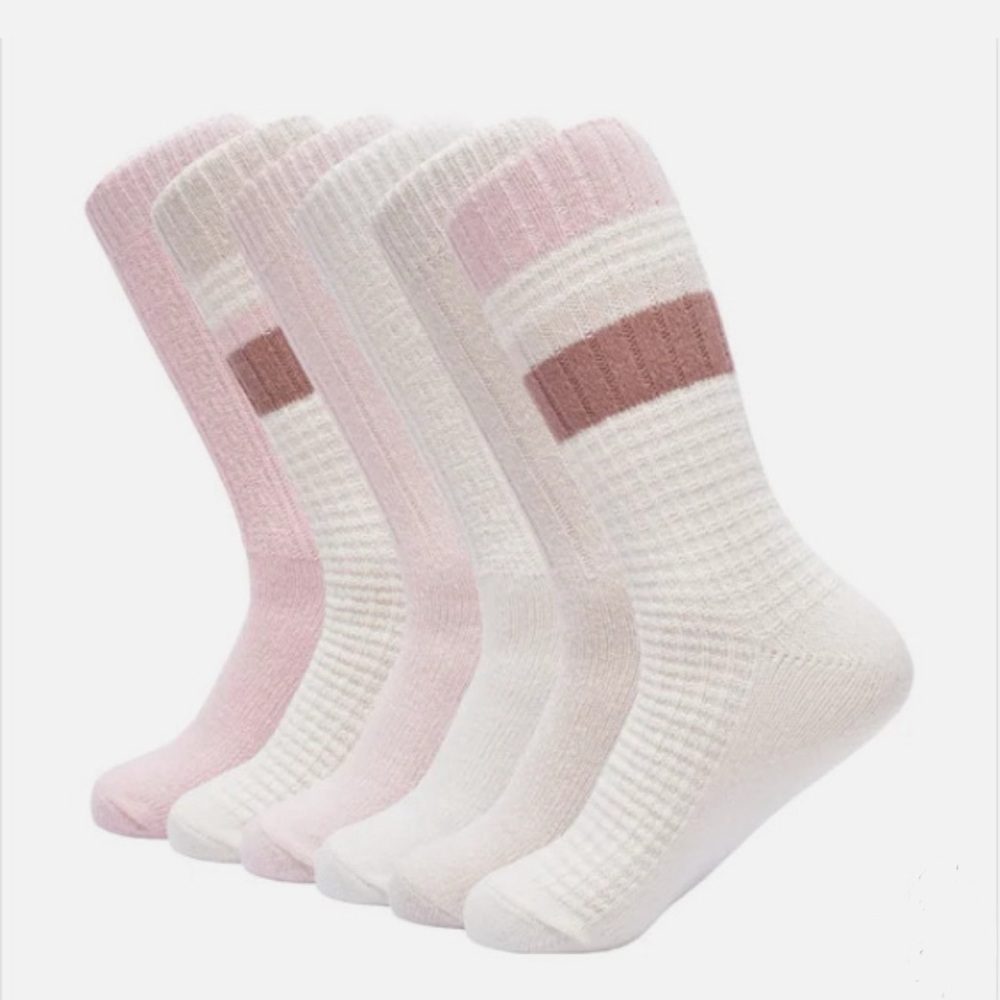 Lucky Brand Ladies Super Soft Boot Sock 6-Pair Pink Recycled Polyester